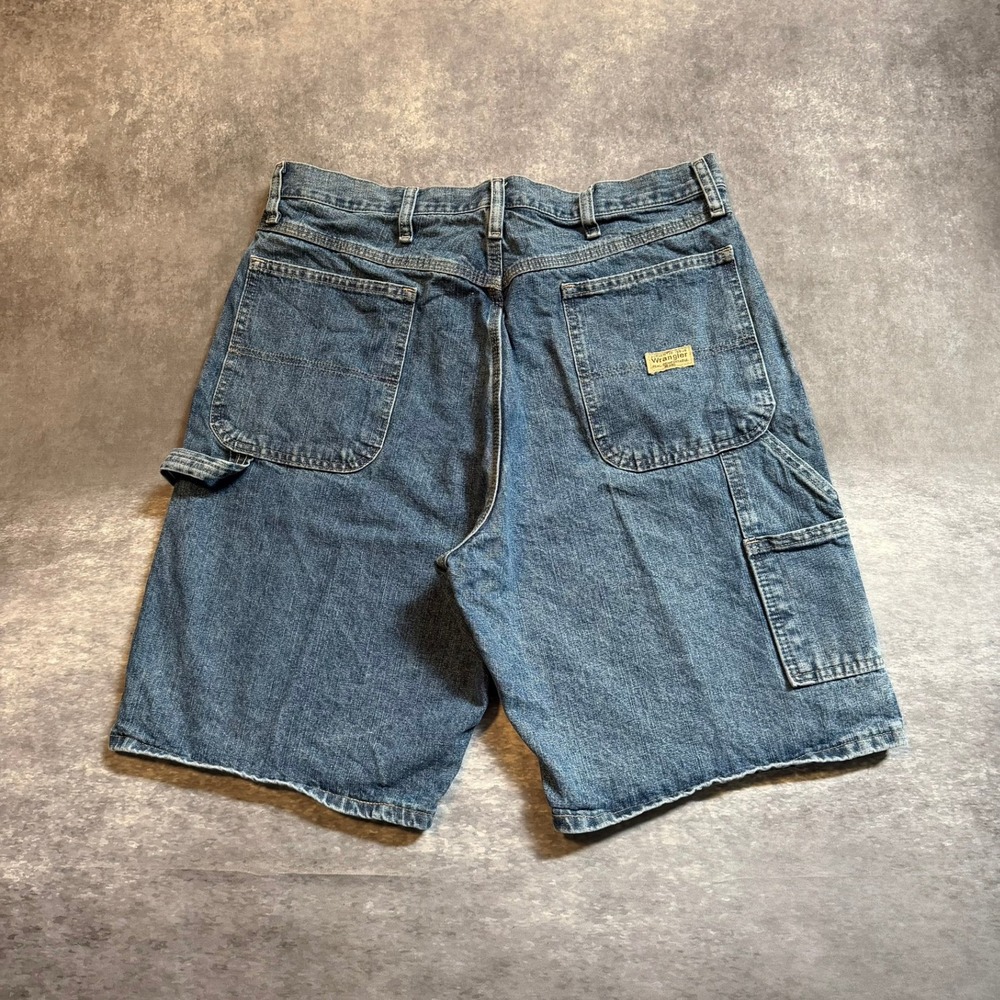 Vintage Wrangler Mens Carpenter Denim Shorts Blue‎ Size 36 Jorts Workwear Cotton